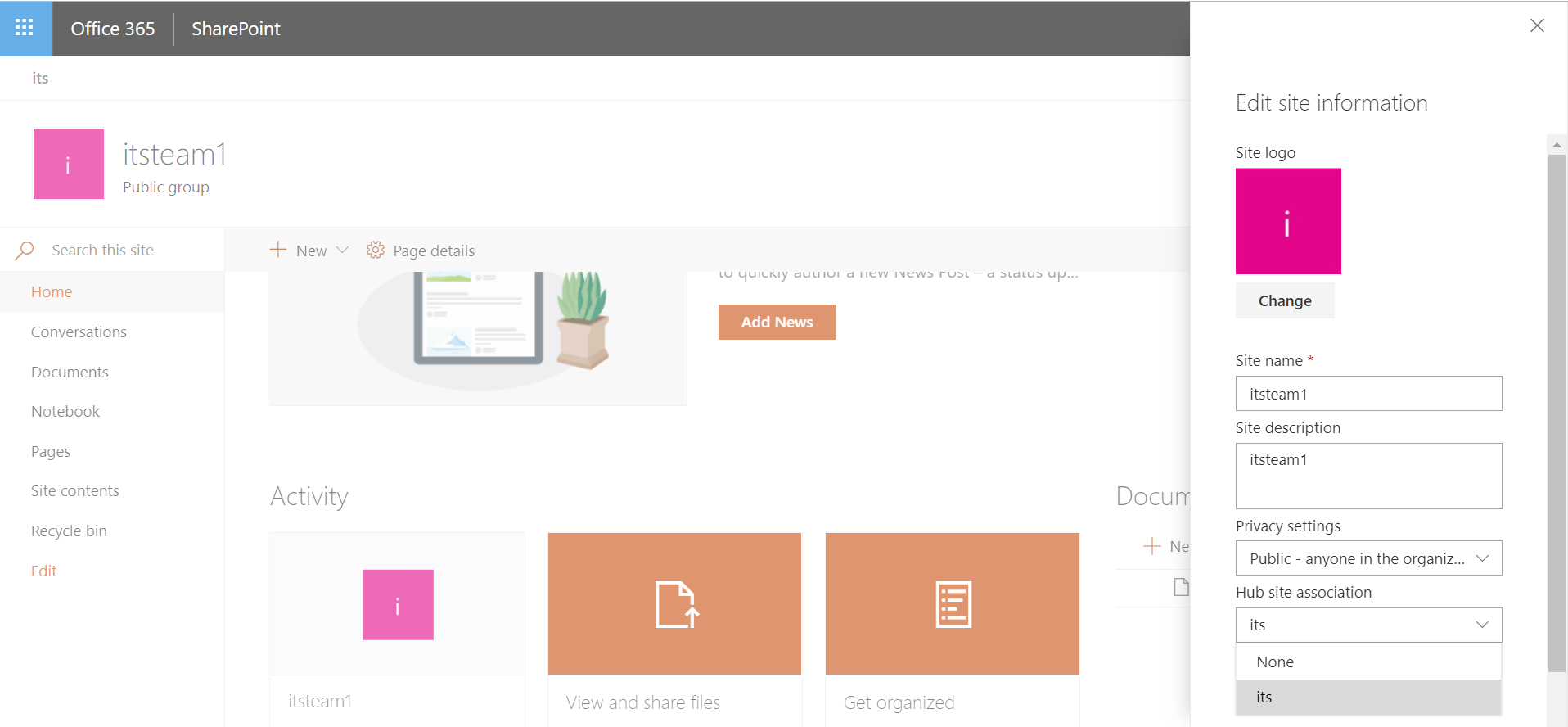 Hub Sites en Office 365, acceso vía REST