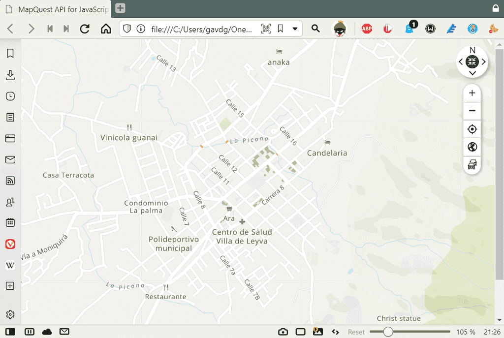 Imagen 4.- Mapa generado con el API de MapQuest.