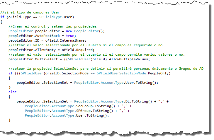 Crear el control PeopleEditor y seteo de propiepades