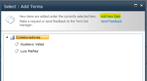 Configurando el control TaxonomyWebTaggingControl