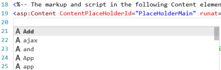 Intellisense en Napa