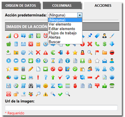Configuración de las acciones