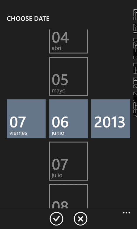 Imagen 6.- Selector de fecha en la app.