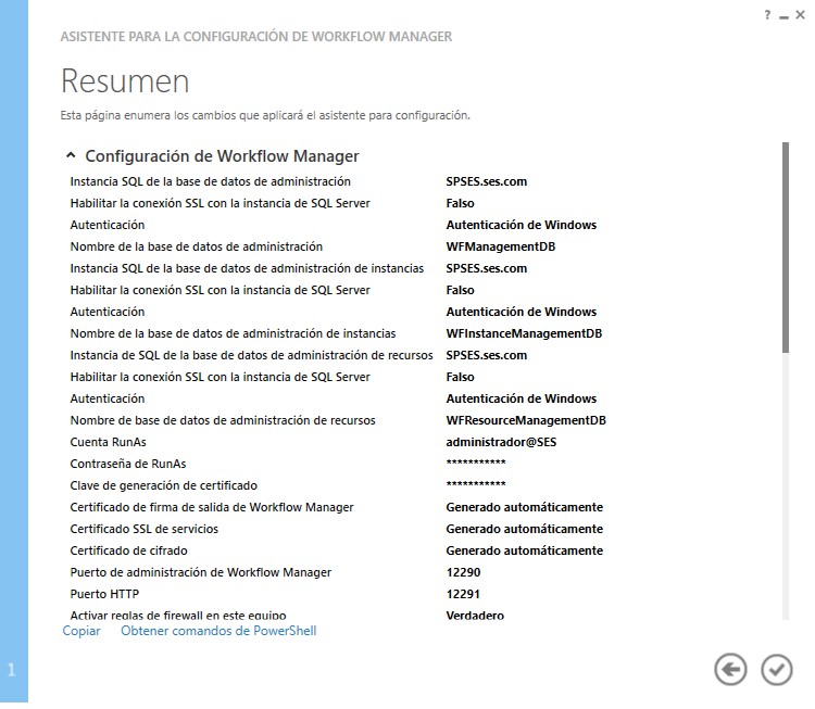 Imagen 5.- Resumen del asistente de configuración del motor de flujos
