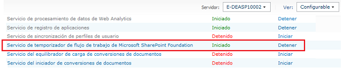 Imagen 4.- Servicio para controlar el motor de flujos de trabajo
