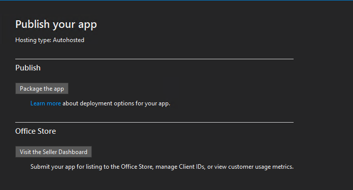 Imagen 11.- Administrador de publicación para aplicaciones “Autohospedadas” y “Hospedadas por SharePoint”.