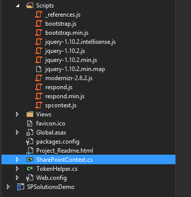 Imagen 6.- Nuevos artefactos en el proyecto web de una Aplicación para SharePoint 2013