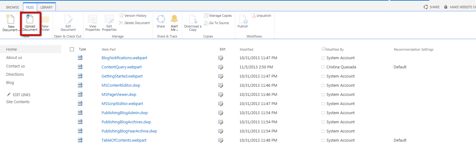 Imagen 3.- Carga de una Web Part en la galería