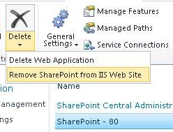 Imagen 4.- Debemos marcar la opción “Remove SharePoint from IIS Web Site”.