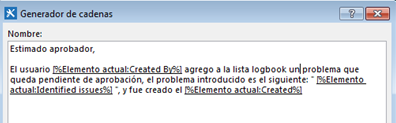 Imagen 16.- Configuración del cuerpo de la tarea.