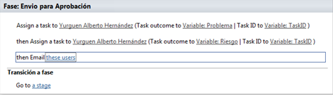 Imagen 17.- Configuración del paso “Envío para Aprobación”.