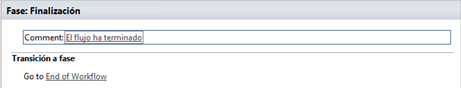 Imagen 25.- Configuración de la fase de finalización del flujo.