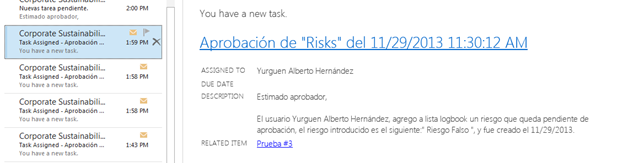 Imagen 29.- Ejemplo de correo de aprobación de Riesgos.