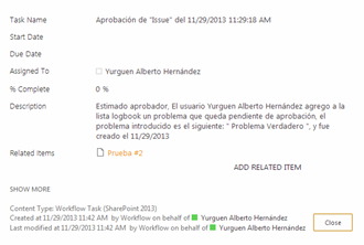 Imagen 31.- Tarea de aprobación.