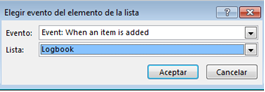 Imagen 6.- Configuración del evento que desencadena la acción.