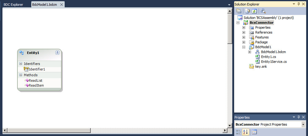 Imagen 2.- El conector BCS autogenerado por Visual Studio.