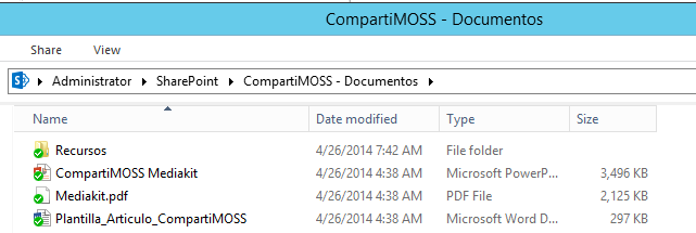 Imagen 3.- Archivos sincronizados localmente utilizando el cliente de OneDrive para la Empresa.