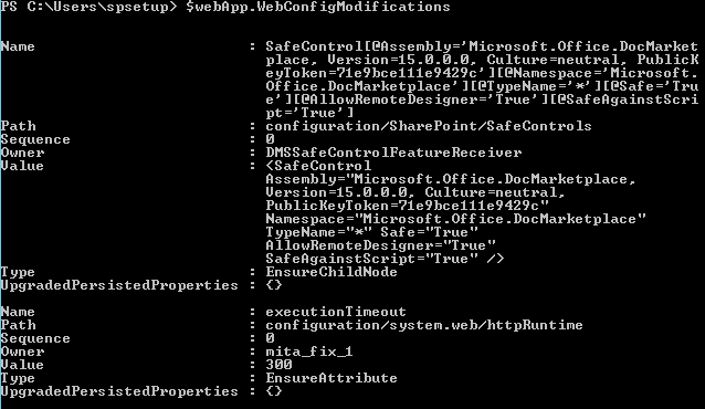Imagen 2.- Listado de las modificaciones del web.config guardadas en base de datos.