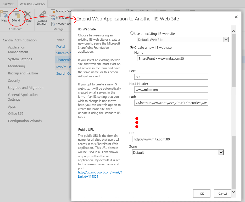 Imagen 6.- Re-extendemos la aplicación para la zona Default.