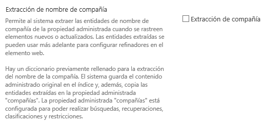 Imagen 3.- Configuración de la Extracción de Nombre de Compañías.