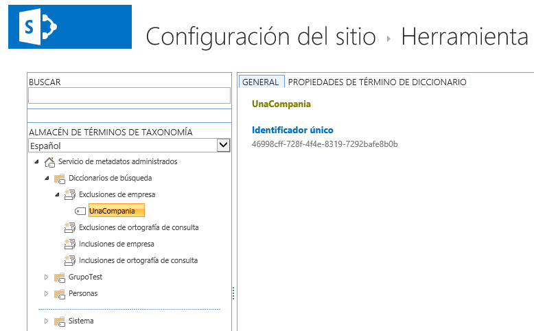 Imagen 4.- Configuración de Inclusión y Exclusión de Nombres de Compañías.