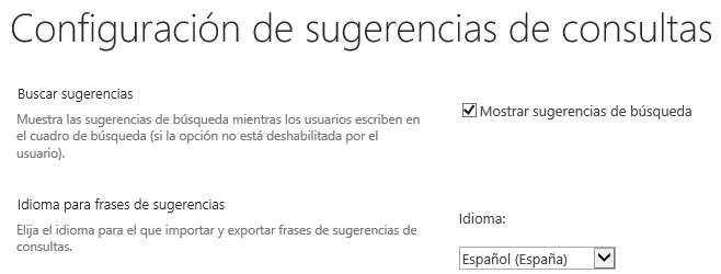Imagen 6.- Configuración de Sugerencias.