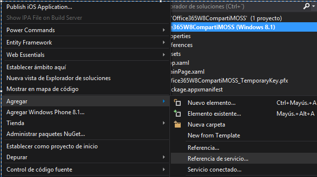 Imagen 2.- Añadir Servicio Conectado a nuestra APP MVC
