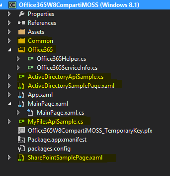 Imagen 5.- Solución Proyecto Office365W8CompartiMOSS.