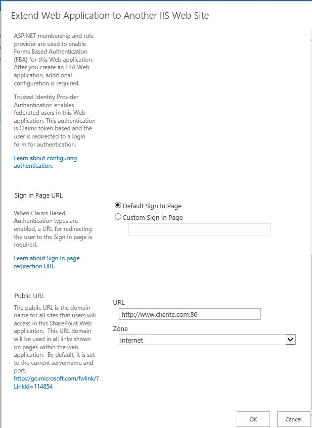 Imagen 5.- Resto de configuraciones necesarias en la extensión de la aplicación web.