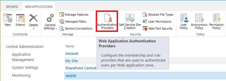 Imagen 6.- Configuración de Authentication providers.