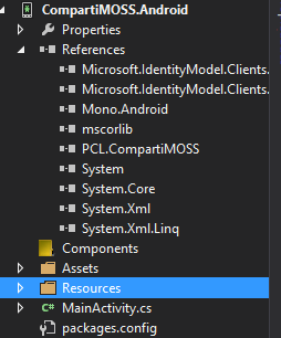 Imagen 13.- Estructura del Proyecto Android.