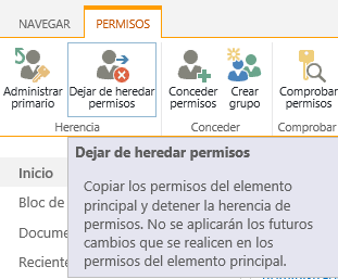 Imagen 2.- Dejar de heredar permisos