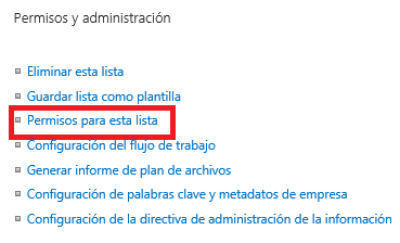 Imagen 5.- Administrar permisos de Lista.
