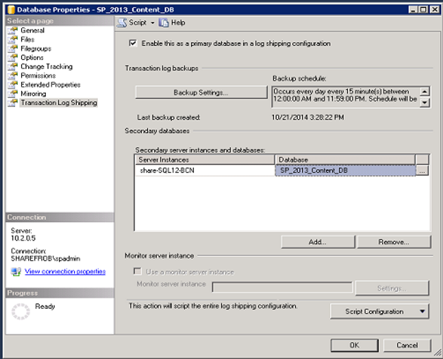 Imagen 1.- Ventana de configuración de Log.