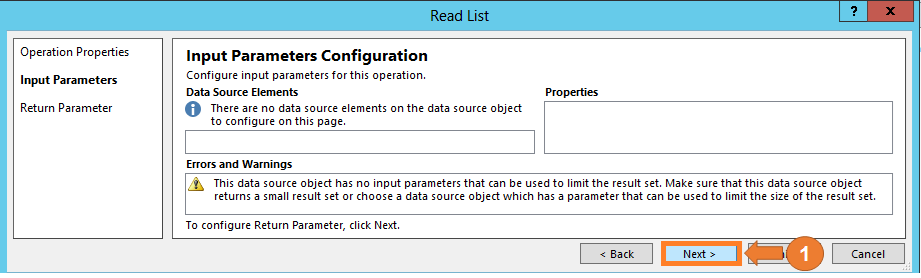 Imagen 19.- Muestra el formulario de parámetros de entradas en las operaciones de lectura de la lista.