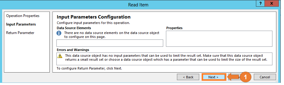 Imagen 22.- Muestra el formulario de propiedades de las operaciones de lectura de la lista.