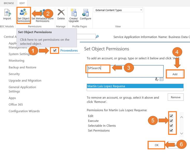 Imagen 31.- Muestra el formulario de seguridad de tipo de contenido externo de proveedores.