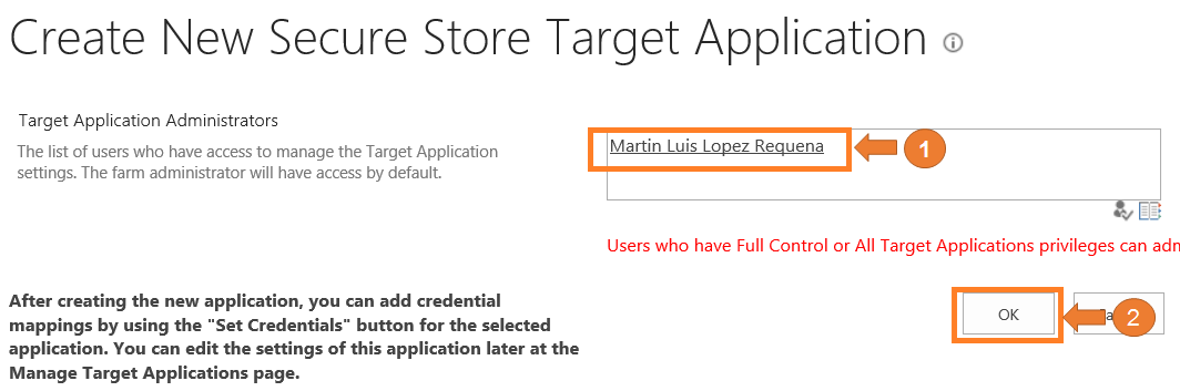 Imagen 9.- Muestra el formulario para asignar las credenciales.