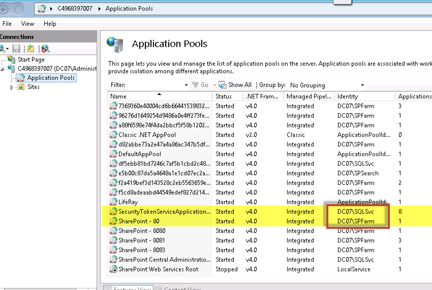 Imagen 3.- Los dos application pools a los que hay que dar acceso al certificado.