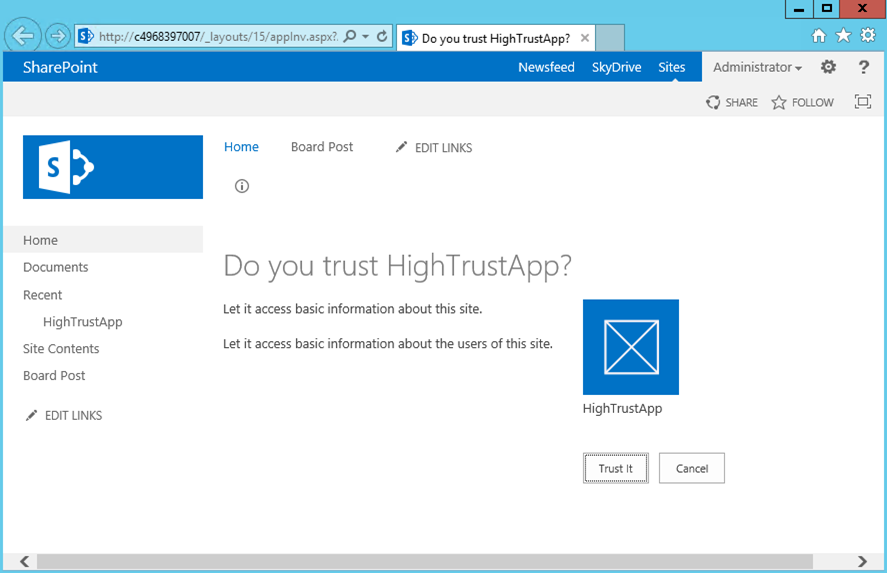 Imagen 5.- Dando permisos a la app High-Trust.