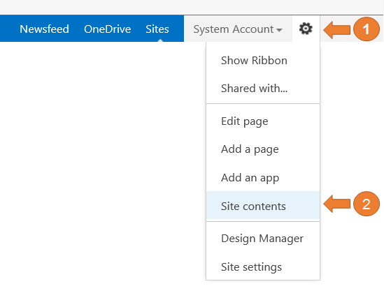 Imagen 14.- Muestra menú de opciones de configuración de sitio en nuestro centro de búsqueda.