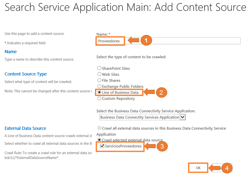 Imagen 4.- Muestra el formulario de nuevo origen de contenido.