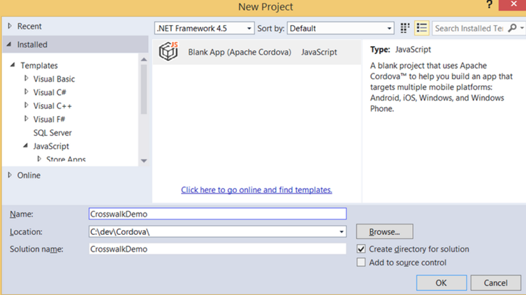 Imagen 3.- Añadiendo un proyecto Apache Cordova