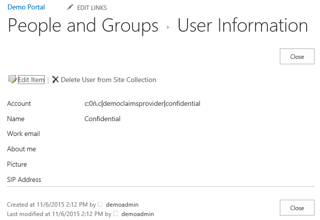 Imagen 6.- Los detalles del claim al que hemos asignado los permisos.