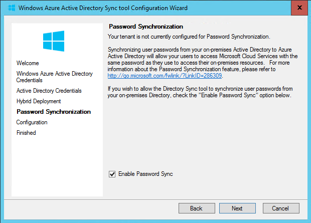 Imagen 10.- Configuraciones “Hybrid Deployment” y “Passwod Synchronization”.