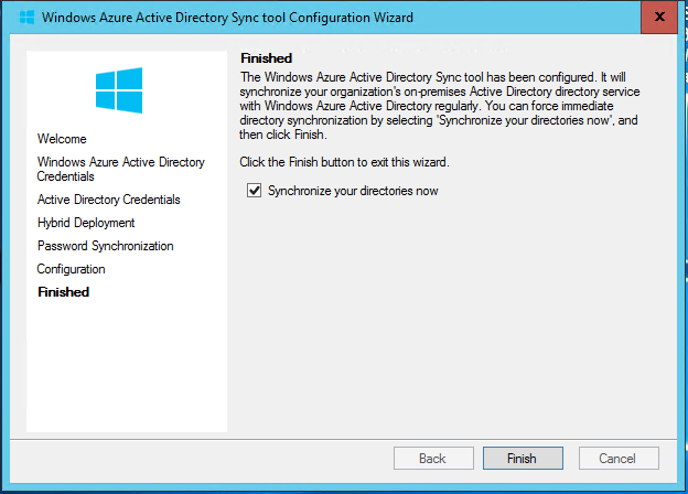 Imagen 11.- Fin del asistente de configuración de DirSync.