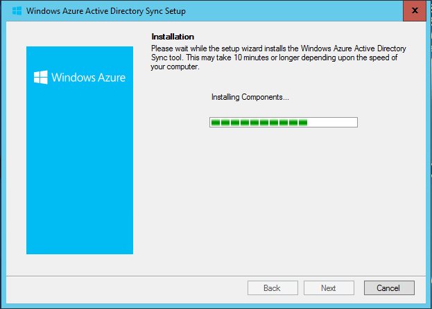 Imagen 7.- Proceso de instalación de DirSync.