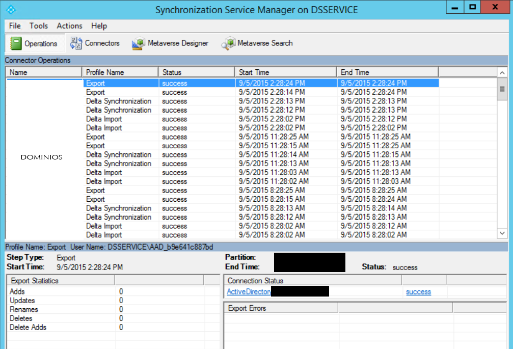 Imagen 12.- Monitor de Sincronización de Azure AD Connect.