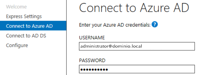 Imagen 8.-  Azure AD Connect: Configuración de la cuenta de replicación.