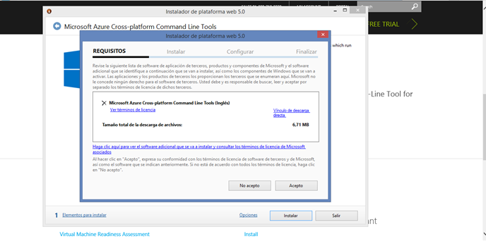 Imagen 3.- Instalación de Azure command-line interface.